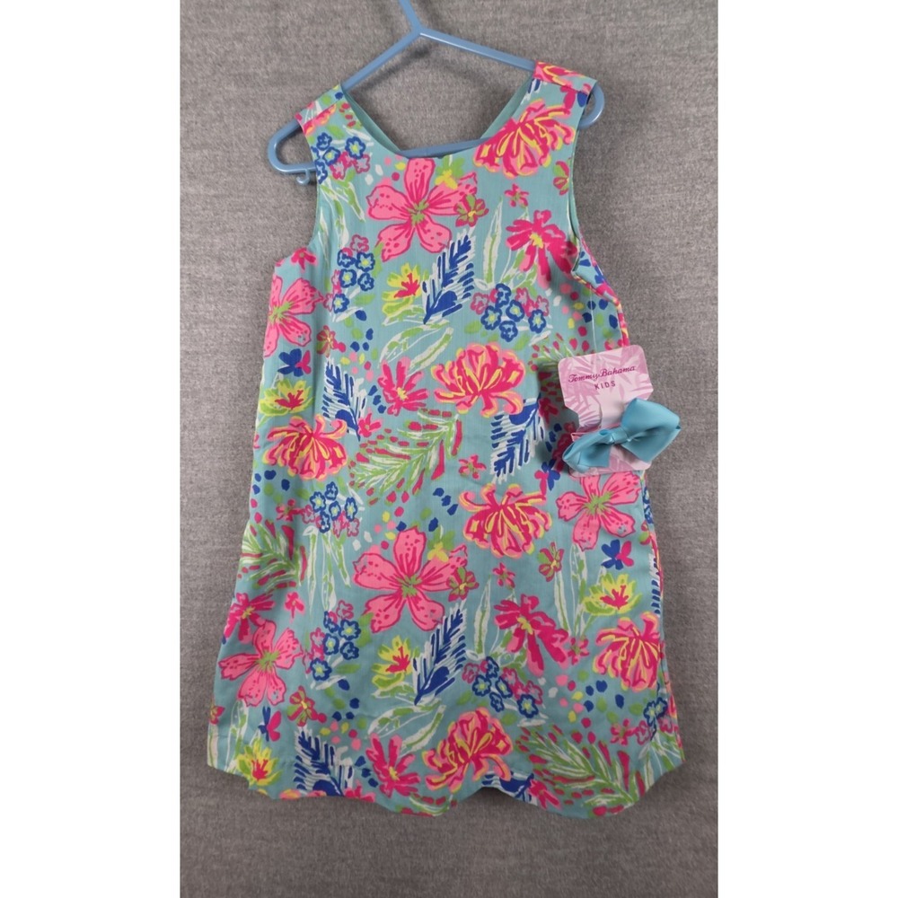 Tommy Bahama Girls Tank Sun Dress S Pastel Floral Matching Bow Fairy NEW